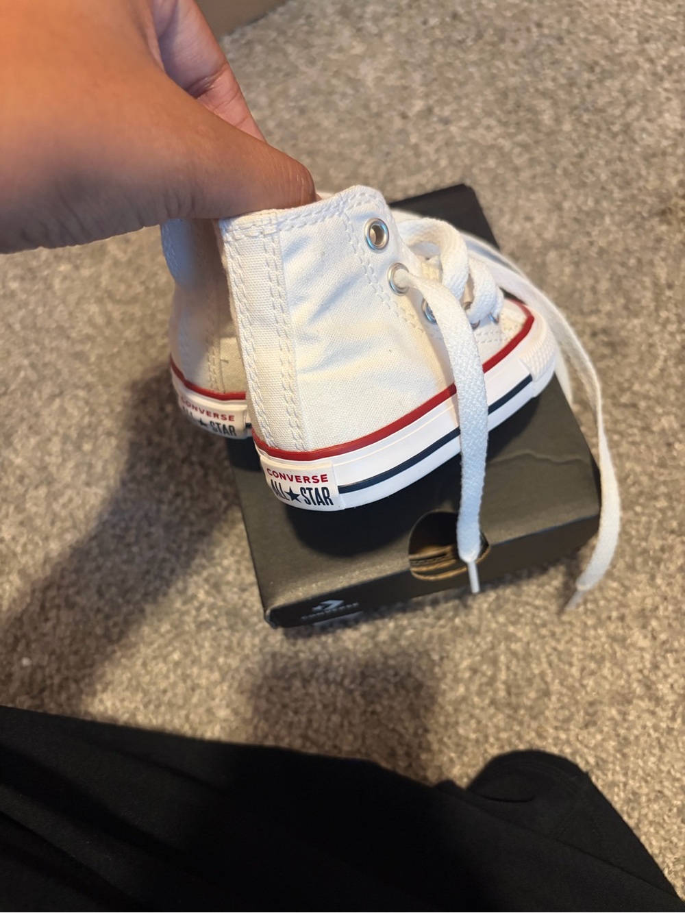 Converse Kids White High-Top Sneakers with Red Stripe